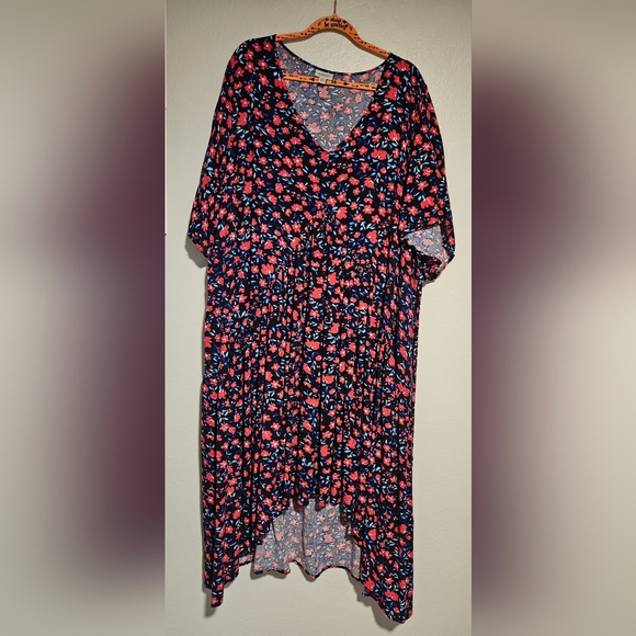 Avenue Val Print Wall Flower V-Neck Short Sleeve Dress Size 26W - Picture 3 of 12